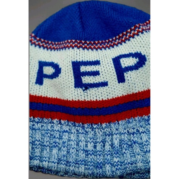 Vintage Pepsi Knit Beanie Hat Blue Red White Retro Winter Cap 80s 90s Style EUC - Picture 4 of 5
